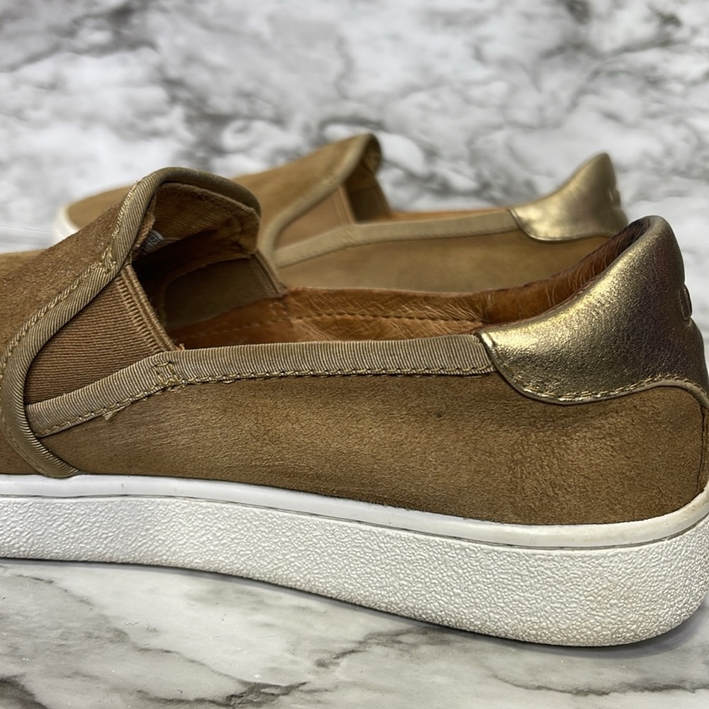 UGG Jass Slip On Suede Sneakers Shoes Gold Brown Chestnut Womens Sz 9 - Picture 12 of 14